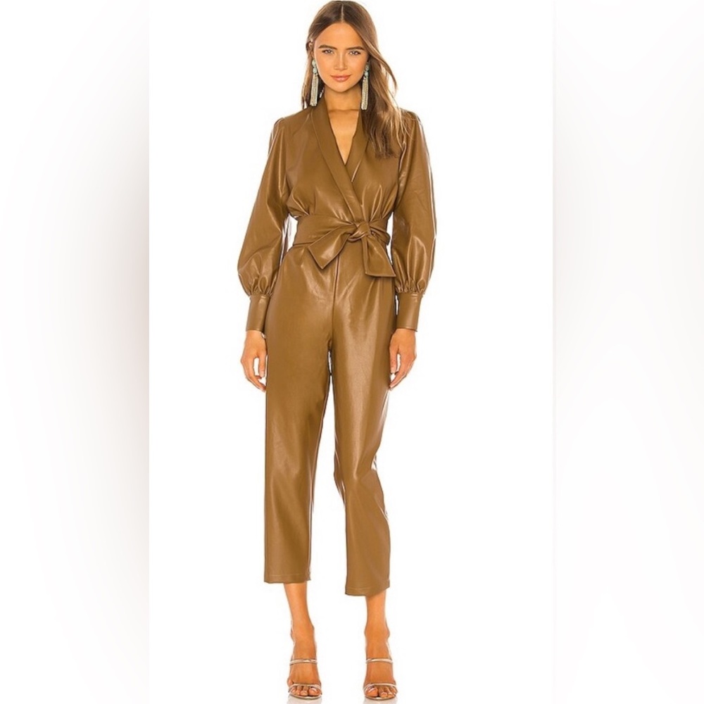 AMANDA UPRICHARD x REVOLVE tan Faux Leather
Studio Jumpsuit